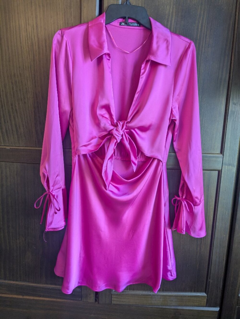 Zara Tie‑Front Mini Dress – Size M